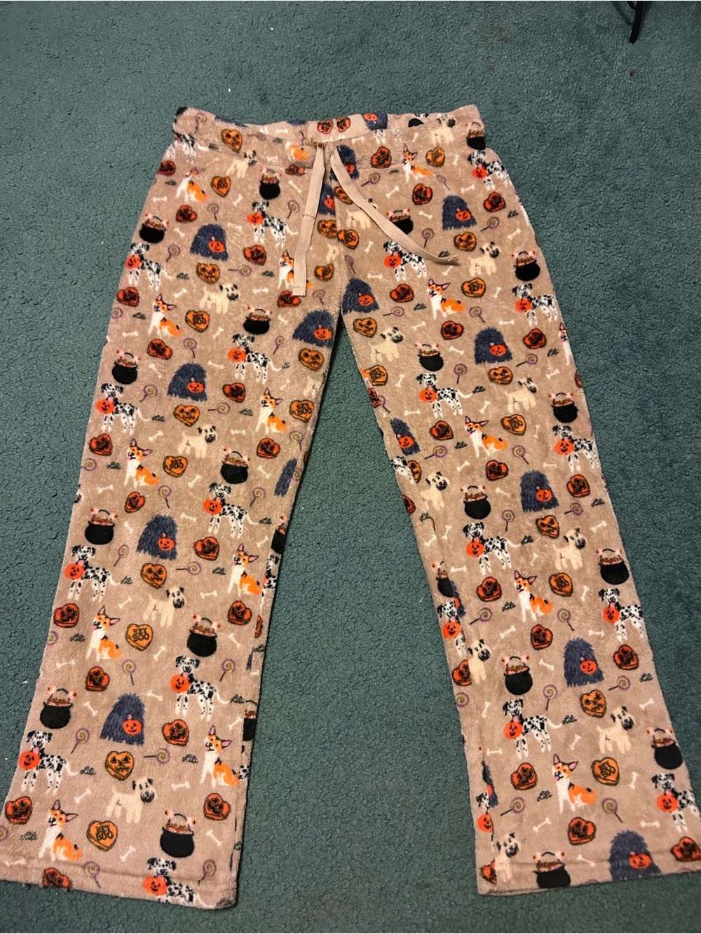 Women's Beige Halloween Fleece Pajama Pants
